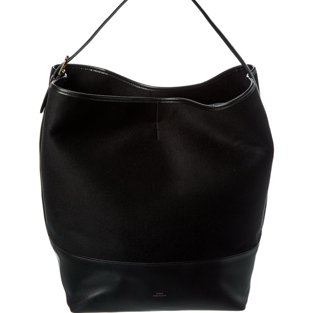 Toteme Black Tote bag - wool and leather